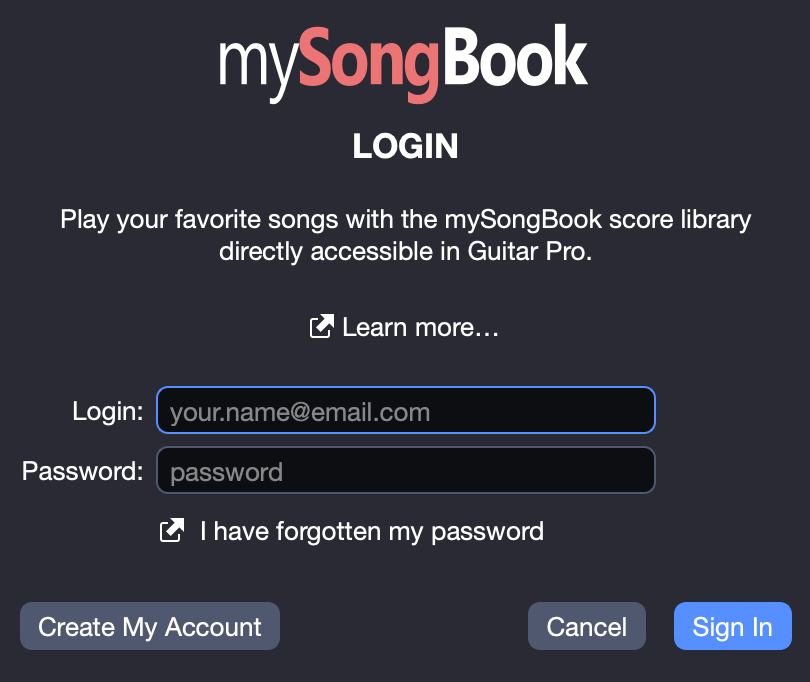 Login screen
